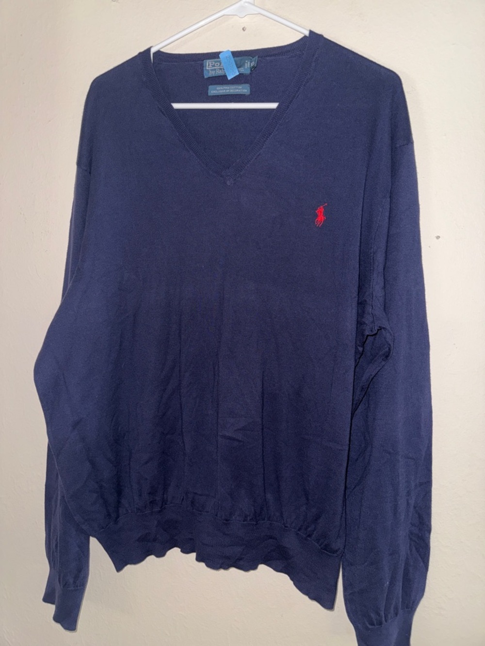 Polo by Ralph Lauren Navy V-Neck Sweater with Red Pony